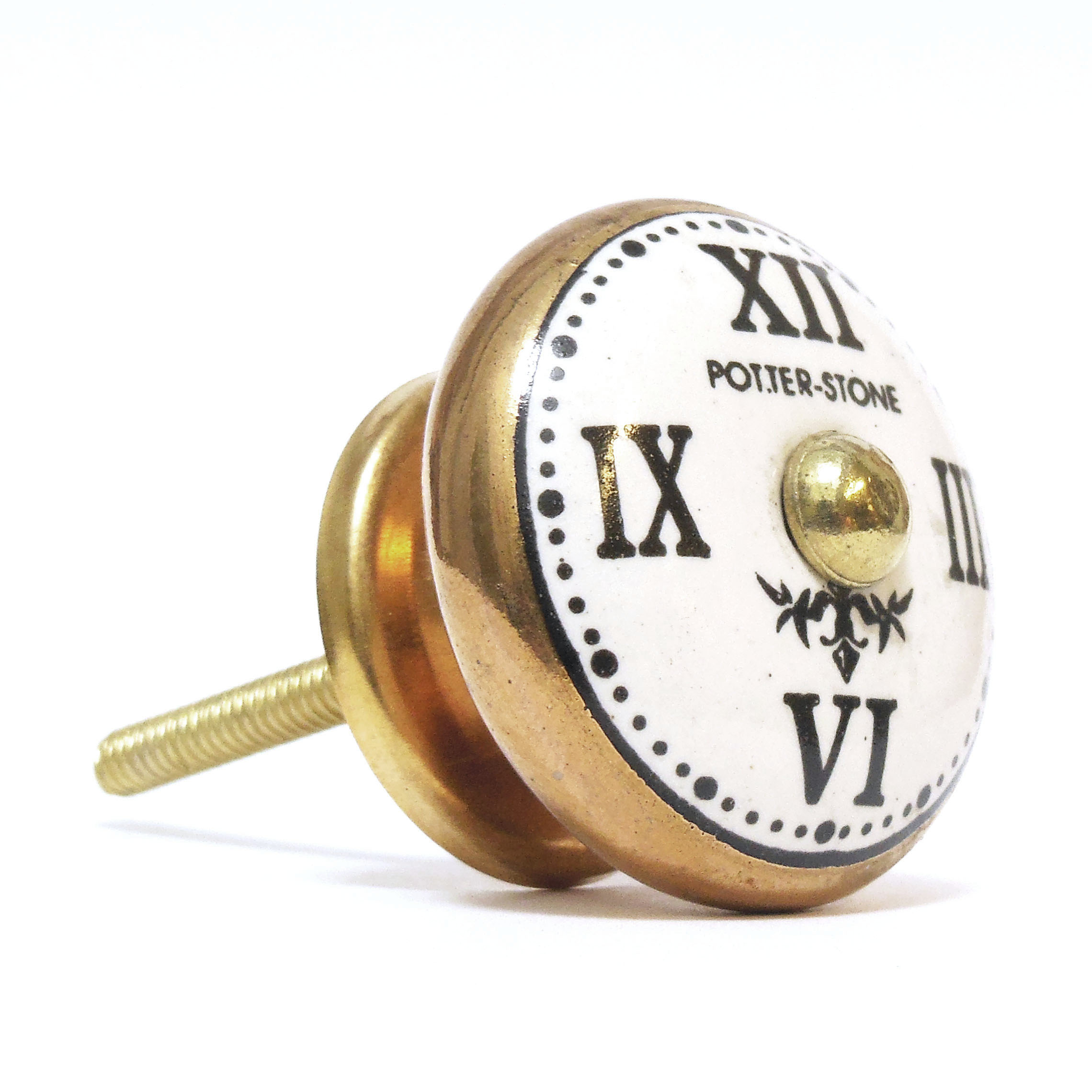 Pomos Tiradores Cajones Pushka Chic Cerámica Vintage Dibujo Reloj | eBay